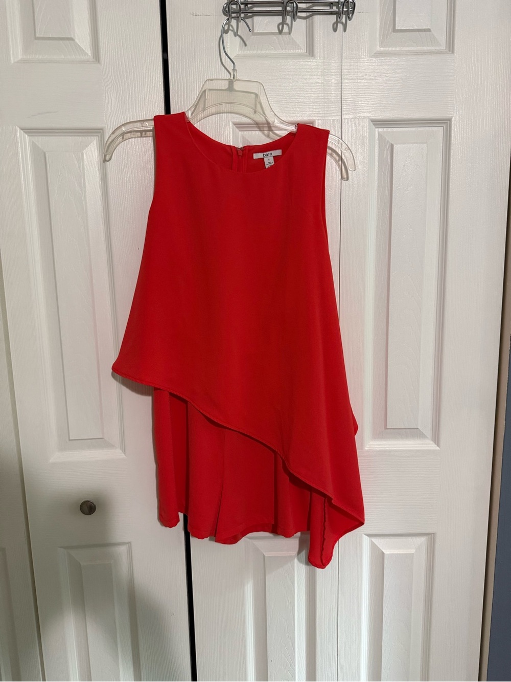 Coral Red Asymmetrical Sleeveless Romper
